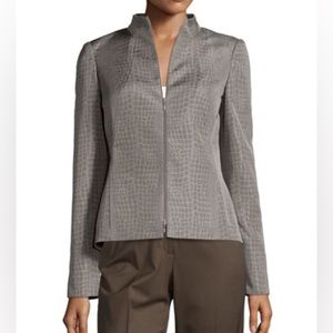 Lafayette 148 Laura Croc Print Zip Front Jacket Size 8